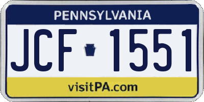 PA license plate JCF1551