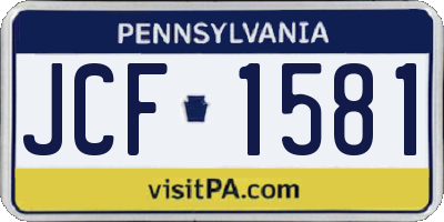 PA license plate JCF1581