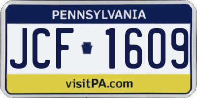 PA license plate JCF1609