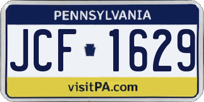 PA license plate JCF1629