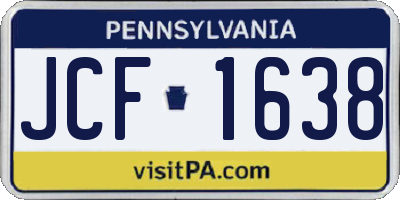 PA license plate JCF1638