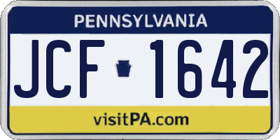 PA license plate JCF1642