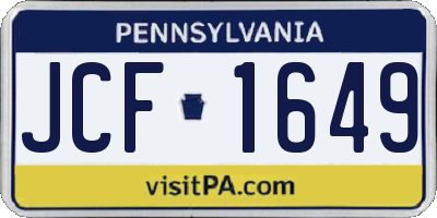 PA license plate JCF1649