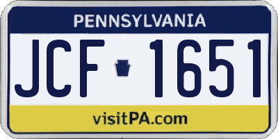 PA license plate JCF1651