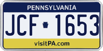 PA license plate JCF1653