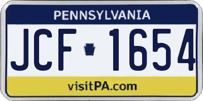 PA license plate JCF1654