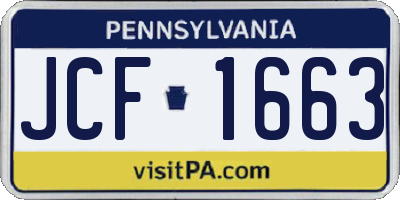 PA license plate JCF1663