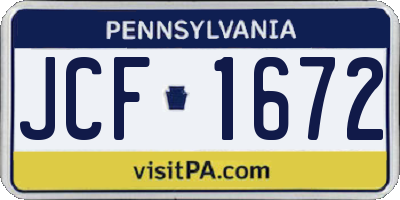 PA license plate JCF1672