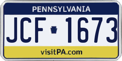 PA license plate JCF1673