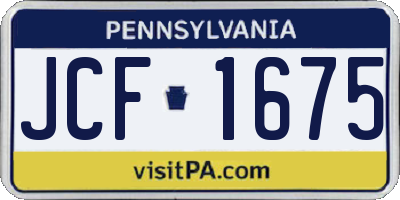 PA license plate JCF1675