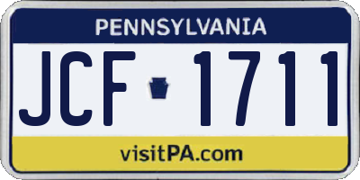 PA license plate JCF1711