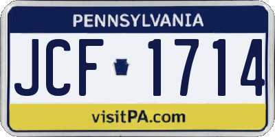 PA license plate JCF1714