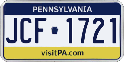 PA license plate JCF1721