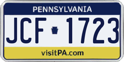 PA license plate JCF1723