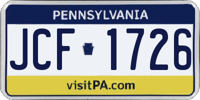 PA license plate JCF1726