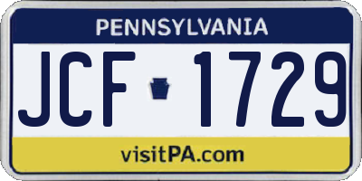 PA license plate JCF1729