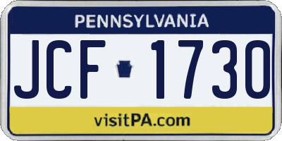 PA license plate JCF1730