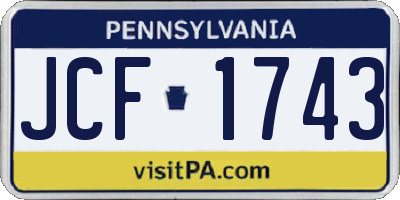 PA license plate JCF1743