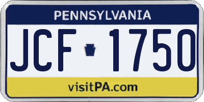PA license plate JCF1750