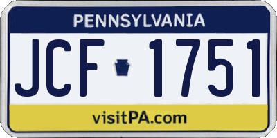 PA license plate JCF1751
