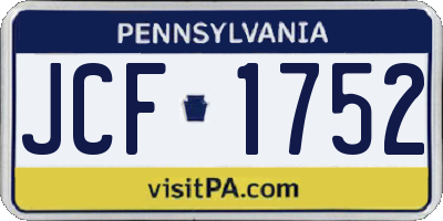 PA license plate JCF1752