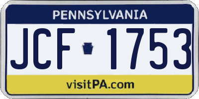 PA license plate JCF1753