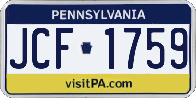 PA license plate JCF1759