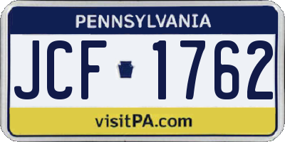 PA license plate JCF1762
