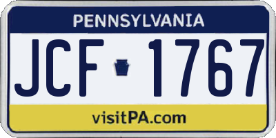 PA license plate JCF1767