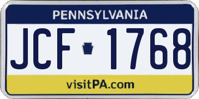 PA license plate JCF1768