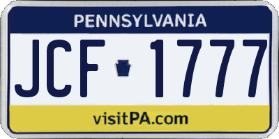PA license plate JCF1777