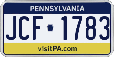 PA license plate JCF1783