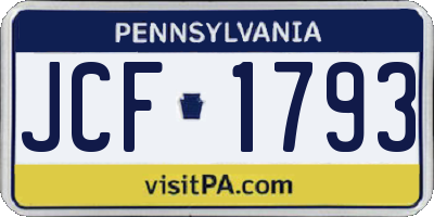 PA license plate JCF1793