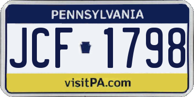 PA license plate JCF1798