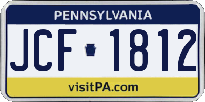 PA license plate JCF1812