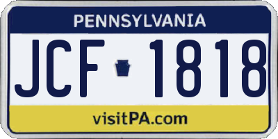 PA license plate JCF1818