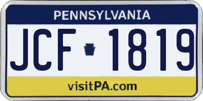 PA license plate JCF1819