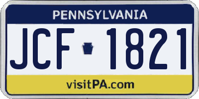 PA license plate JCF1821