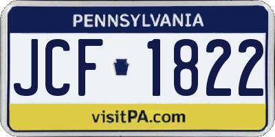 PA license plate JCF1822