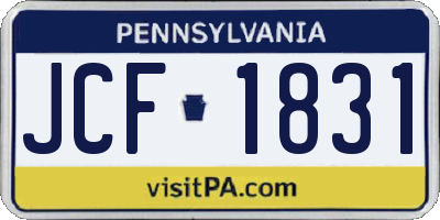 PA license plate JCF1831