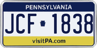PA license plate JCF1838