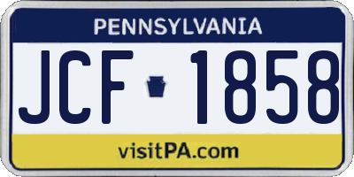 PA license plate JCF1858
