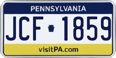 PA license plate JCF1859