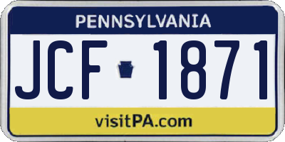PA license plate JCF1871