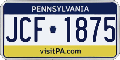 PA license plate JCF1875
