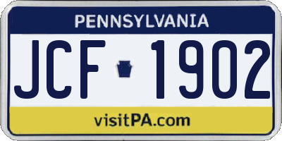PA license plate JCF1902
