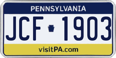 PA license plate JCF1903