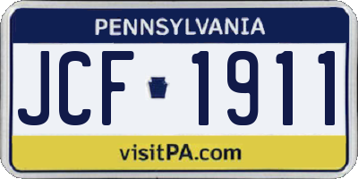 PA license plate JCF1911