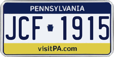 PA license plate JCF1915