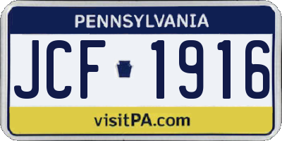 PA license plate JCF1916